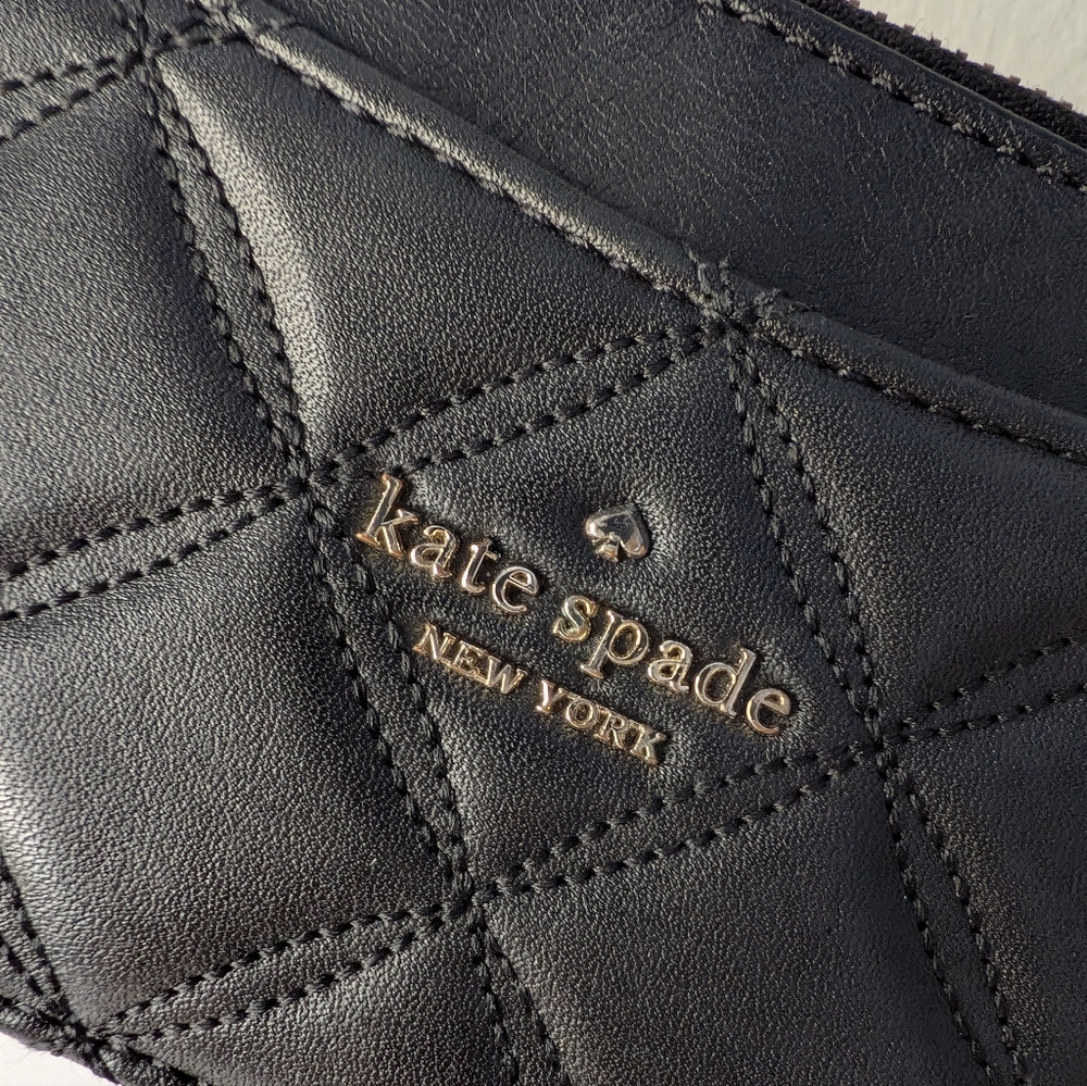 Kate Spade Natalia Large Slim Card Holder Black Quilted Leather - Picture 2 of 6